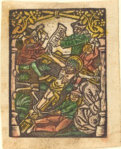Cristo clavado en la cruz de German 15th Century or Master of the Meshed Background
