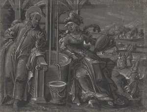 Cristo y la Mujer de Samaria de German 16th Century