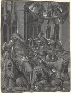 Daniel en el foso de los leones [recto]