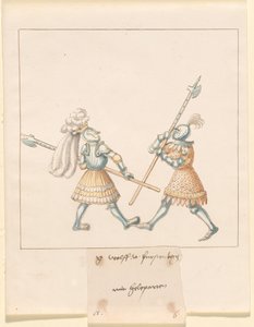 Freydal, El libro de justas y torneos del emperador Maximiliano I: Combates a pie (Justas)(Volumen III): G. Wolf von Fürstenberg mit Heleparten, Plato 141 de German 16th Century