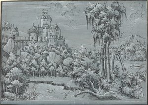 Paisaje con un castillo de German 16th Century