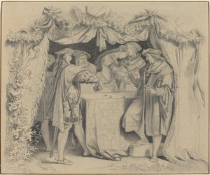 Hombres tirando dados de German 19th Century