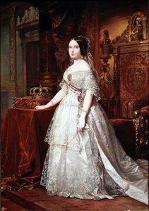 Retrato de la Reina de España Isabel de Borbón II (1830-1904) Pintura de Germán Hernández Amores (1823-1894)