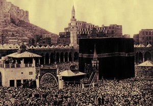 Peregrinos en la Kaaba, ilustración de "Palastina" de Karl Grober