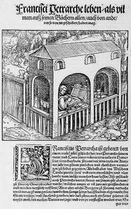 Un monje franciscano copiando un manuscrito de German School