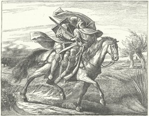 Un caballero alemán llevando a Valdemar II de Dinamarca a salvo después de su derrota en la Batalla de Bornhöved de German School