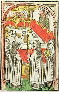 Una misa ortodoxa griega en el Concilio de Constanza en 1415, ilustración de la Crónica del Concilio de Constanza por Ulrich Richental (1378-1437) 1483 de German School