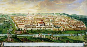 Vista de la ciudad amurallada de Jerusalén, c.1740 de German School