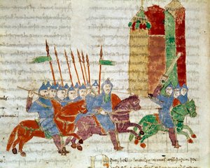Un jinete en miniatura del manuscrito 