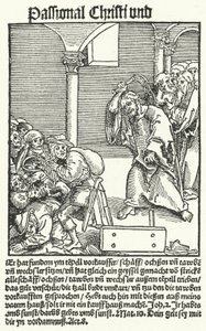 Una página del panfleto antipapista de Lutero, Passional Christi und Antichristi de German School
