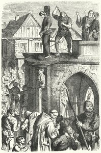 Un castigo público en Alemania durante el reinado del Emperador del Sacro Imperio Romano Maximiliano I (grabado)