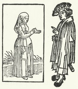 Un grabado de una escena de la historia de Till Eulenspiegel de German School