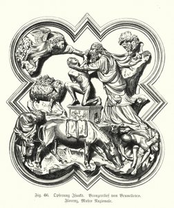Abraham ofreciendo a su hijo Isaac para el sacrificio, relieve de bronce de Filippo Brunelleschi de German School