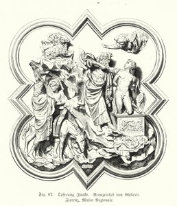 Abraham ofreciendo a su hijo Isaac para el sacrificio, relieve de bronce de Lorenzo Ghiberti de German School