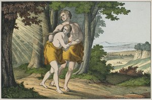 Adán y Eva expulsados del paraíso, ilustración de L