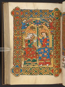 Agregar. 60629, f.56v Coronación de la Virgen, con ángeles incensarios (vitela) de German School