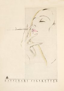 Anuncio de "Batschari Cigaretten", de Styl, pub.1922 (impresión en pochoir)