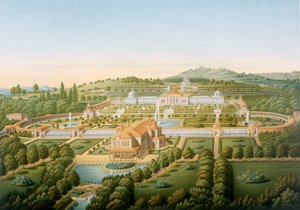 Vista aérea de la villa del Rey Guillermo de Wurtemberg, publicado en 1860 de German School