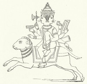 Agni, dios del fuego hindú (grabado)