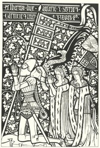 Alberto III, Duque de Austria, con sus dos esposas, Isabel de Bohemia y Beatriz de Núremberg