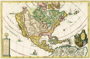 América boreal. Mapa de Norteamérica que muestra California como una isla, de Geographia hierarchica de Heinrich Scherer.