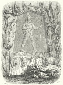 Relieve egipcio antiguo que se cree representa al faraón Sesostris o Ramsés II de German School