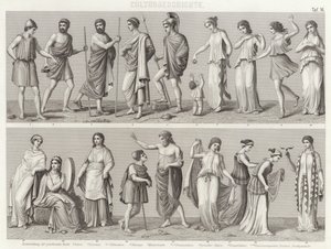 Trajes de la Antigua Grecia. Ilustración para Bilder-Atlas de German School
