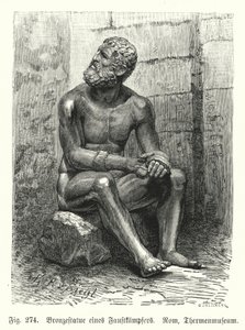Estatua de bronce griega o romana de un boxeador sentado de German School