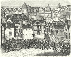 Amberes en el momento del saqueo de la ciudad por los españoles, conocido como la Furia Española