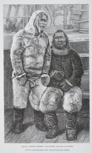 Altos del Ártico - Nativos de la isla Saunders, pub. Londres 1886 de German School