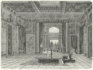 Atrio y tablinum de la Casa de Sallusti, Roma (grabado) de German School
