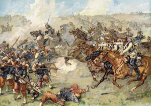 Ataque de coraceros prusianos en Vionville, Batalla de Mars-le-Tour, 16 de agosto de 1870 de German School