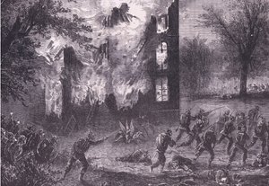 Ataque a una posición avanzada francesa, Historia de la Guerra entre Francia y Alemania de Cassell publicada por Cassell and Company Limited, c.1890