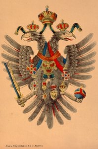Escudo de armas imperial austrohúngaro, publicado por Robraki & Co., Magdeburgo, c.1865