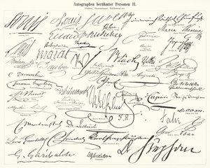 Autógrafos de personas famosas: estadistas, príncipes, generales, etc. (grabado) de German School