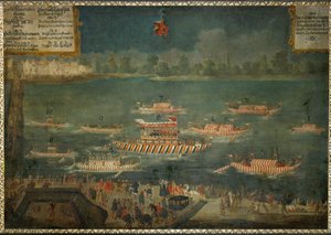El barón Kuefstein, embajador imperial en la corte del sultán, parte hacia su puesto en barco por el Danubio ... de German School