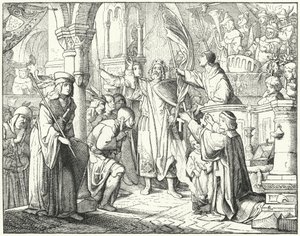 Bernardo de Claraval predicando la Segunda Cruzada en Speyer, Alemania de German School