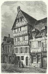 Lugar de nacimiento en Rouen del dramaturgo francés Pierre Corneille (grabado) de German School