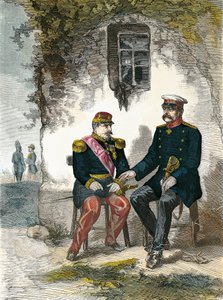 Bismarck conversando con Napoleón III después de su captura en la Batalla de Sedán, 2 de septiembre de German School