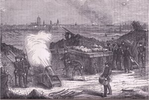 Bombardeo de Schelestadt, Historia de la Guerra entre Francia y Alemania de Cassell, publicada por Cassell and Company Limited, c.1890 (litografía) de German School