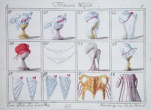Sombreros y corsés, de una serie sobre ropa de mujer de German School
