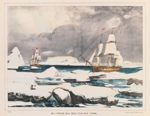 Explorador polar británico Capitán Ross en la expedición a la Antártida, publicada por J. Scholz, Mainz, entre 1839-42 de German School