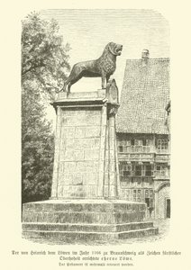 León de bronce erigido por Enrique el León en Brunswick en 1166 de German School