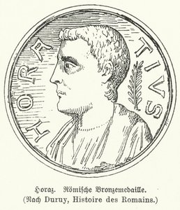 Medalla de bronce que representa al poeta romano Horacio de German School