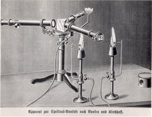 Espectroscopio Bunsen-Kirchoff inventado por Robert Bunsen (1811-99) y Gustav Kirchoff (1824-87) en 1859 de German School
