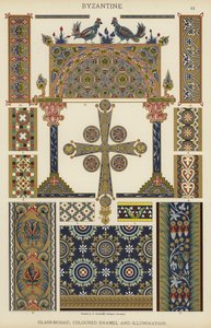 Bizantino, mosaico de vidrio, esmalte coloreado e iluminación de German School