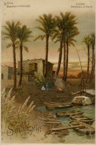 El Cairo - Dahabeahs en el río Nilo (cromolito)