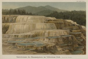 Terrazas de sinterización calcárea en Mammoth Hot Springs en el Parque Nacional Yellowstone, Wyoming