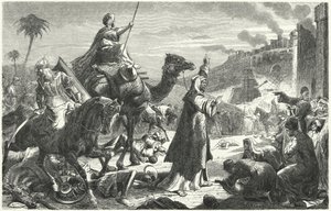 El califa Umar entrando en Jerusalén, 637 (grabado) de German School