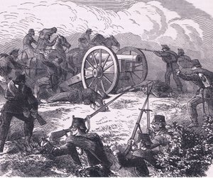 Captura de un cañón de campaña, Historia de la guerra entre Francia y Alemania de Cassell, publicada por Cassell and Company Limited, c.1890 de German School